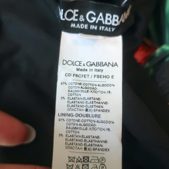 Dolce & Gabbana Sleeveless Midi Dress Black Laceleaf Floral Print Poplin Size 48 - Picture 7 of 7